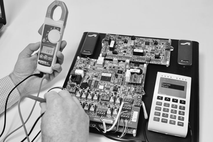 Servicing security or fire system